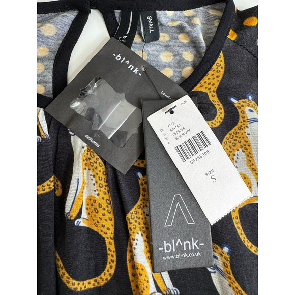 Bl^nk London Blouse Long Sleeve Top Cats Cheetah Black Size XS New - Picture 5 of 9
